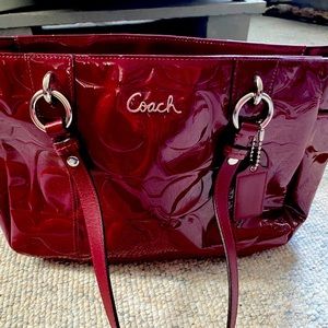 Coach Red Gallery Embrosed Leather tote.